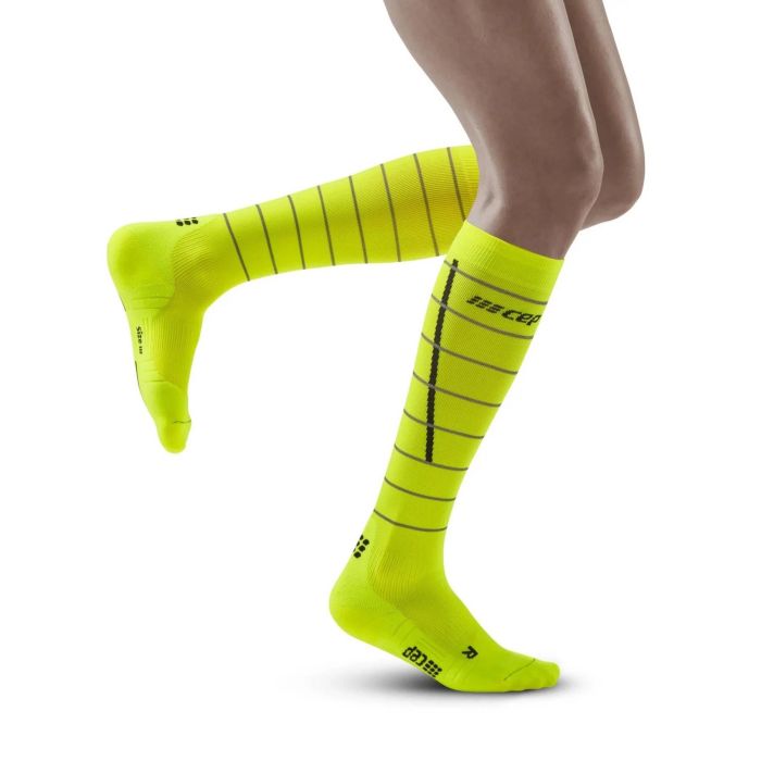 cep reflective compression socks women neon yellow