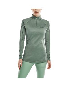 Ženska zimska majica CEP Cold Weather Zip shirt, zelena